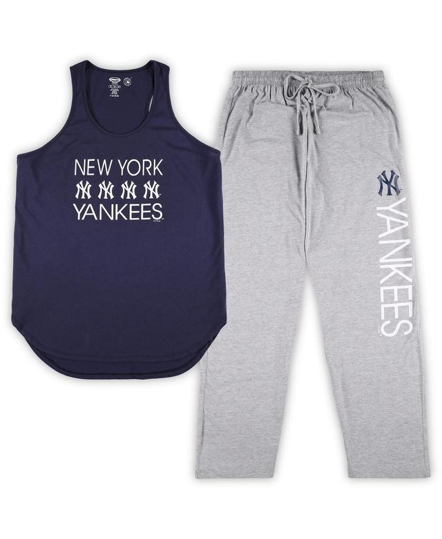 Womens Concepts Sport Navy New York Yankees Plus Size Meter Tank Top and Pants Sleep Set - Navy Product Image