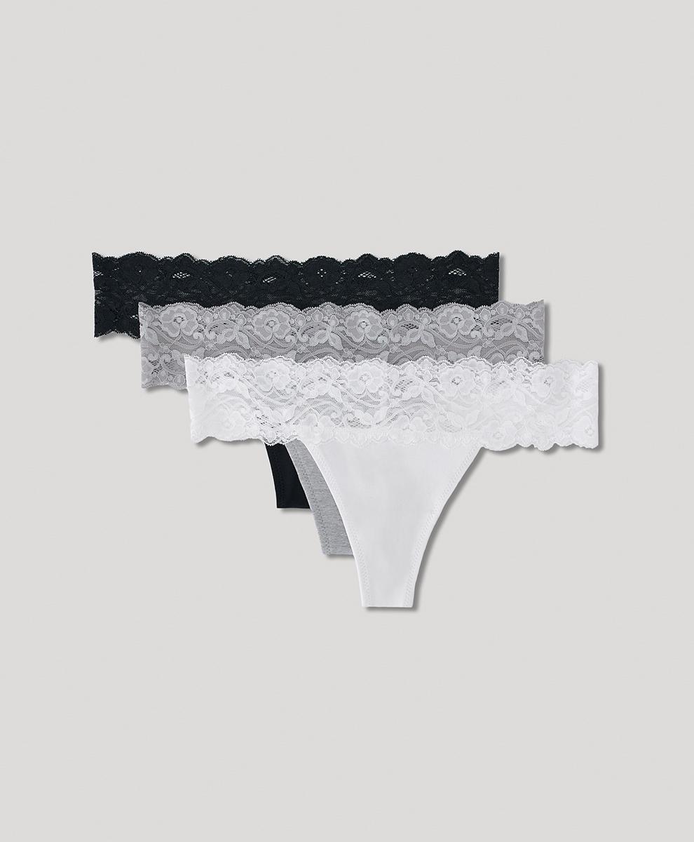 Pact Womens Lace Waist Thong 3-Pack Product Image