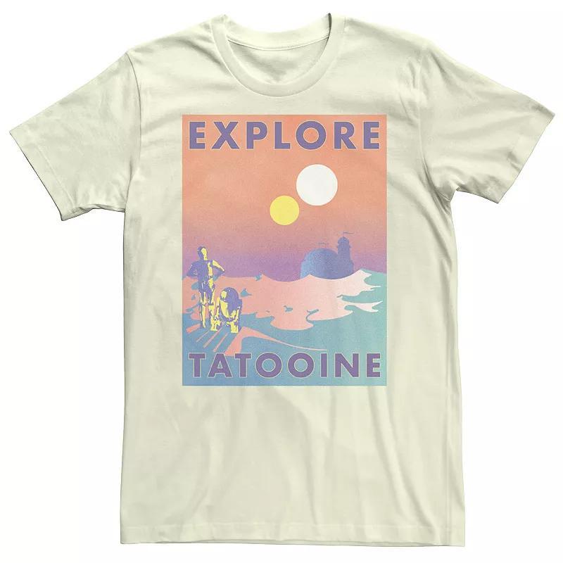 Mens Star Wars Explore Tatooine Faded Retro C-3PO & R2-D2 Poster Tee Product Image