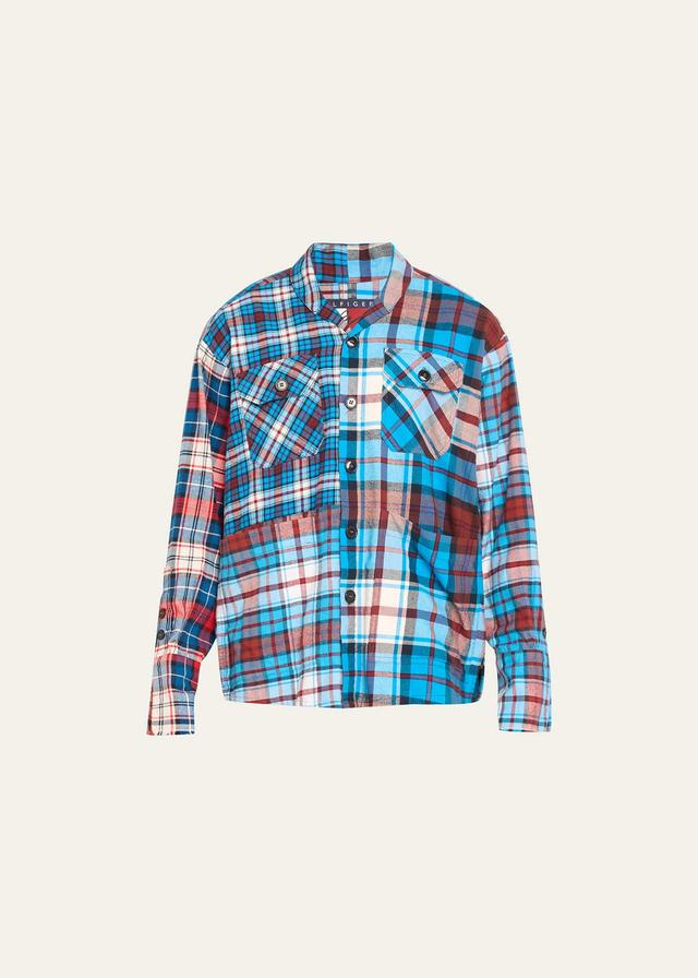 Mens Mixed Tartan Boxy Shawl Studio Shirt Product Image