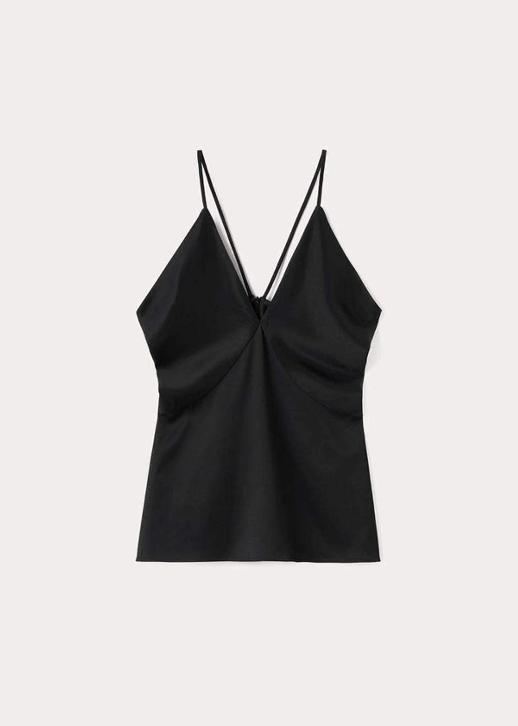 Draped Satin-twill Camisole In Black Product Image