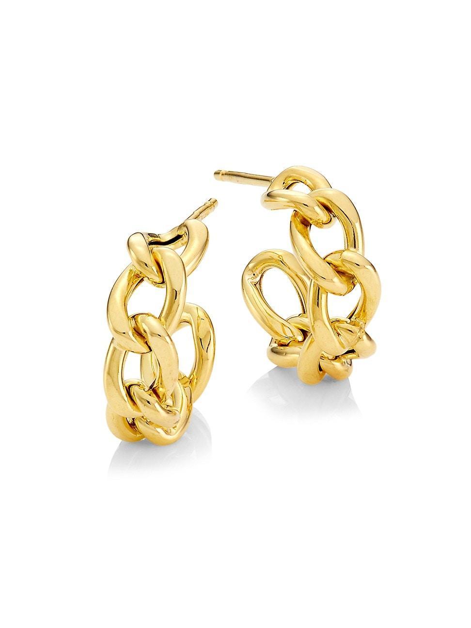 Womens 14K Gold Curb Chain Hoop Earrings Product Image