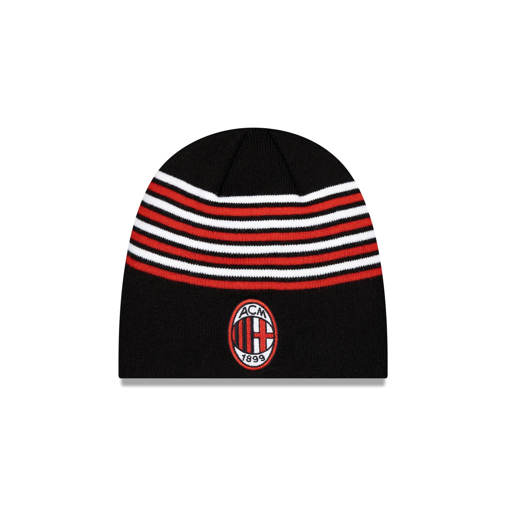 AC Milan Stripe Black Knit Beanie Hat Male Product Image