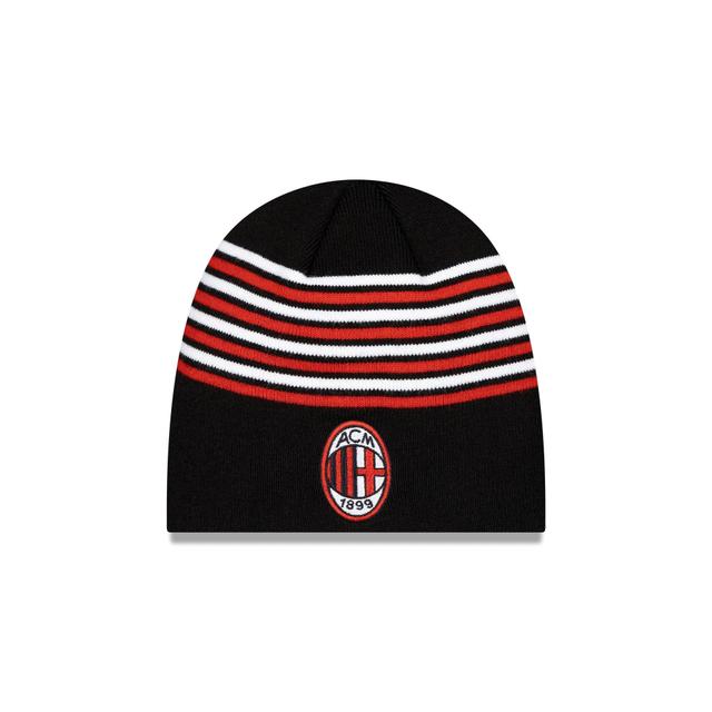 AC Milan Stripe Black Knit Beanie Hat Male Product Image