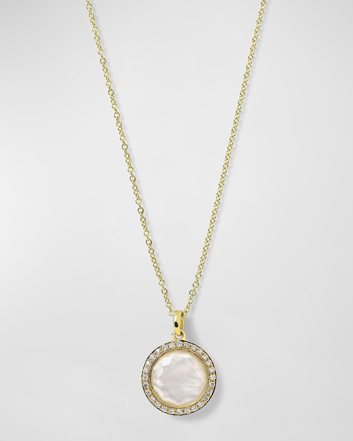 Womens Lollipop 18K Yellow Gold, Mother-Of-Pearl Doublet & Diamond Mini Pendant Necklace Product Image