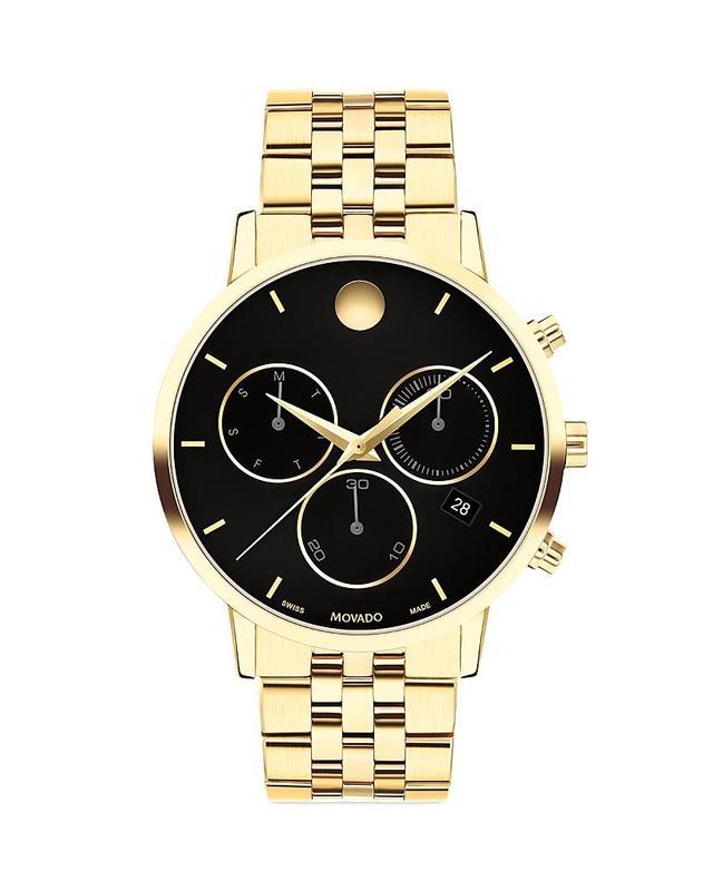 Men's Movado MuseumÂ® Classic Two-Tone PVD Chronograph Watch with Black Dial and Date Window (Model: 0607777) Product Image