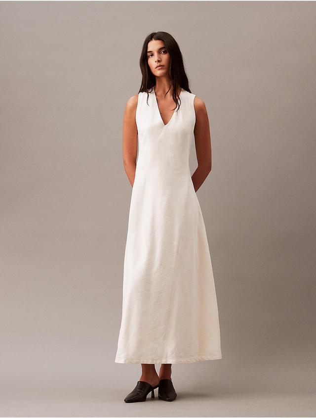 Calvin Klein Womens Linen Blend Day Dress - White - XL Product Image