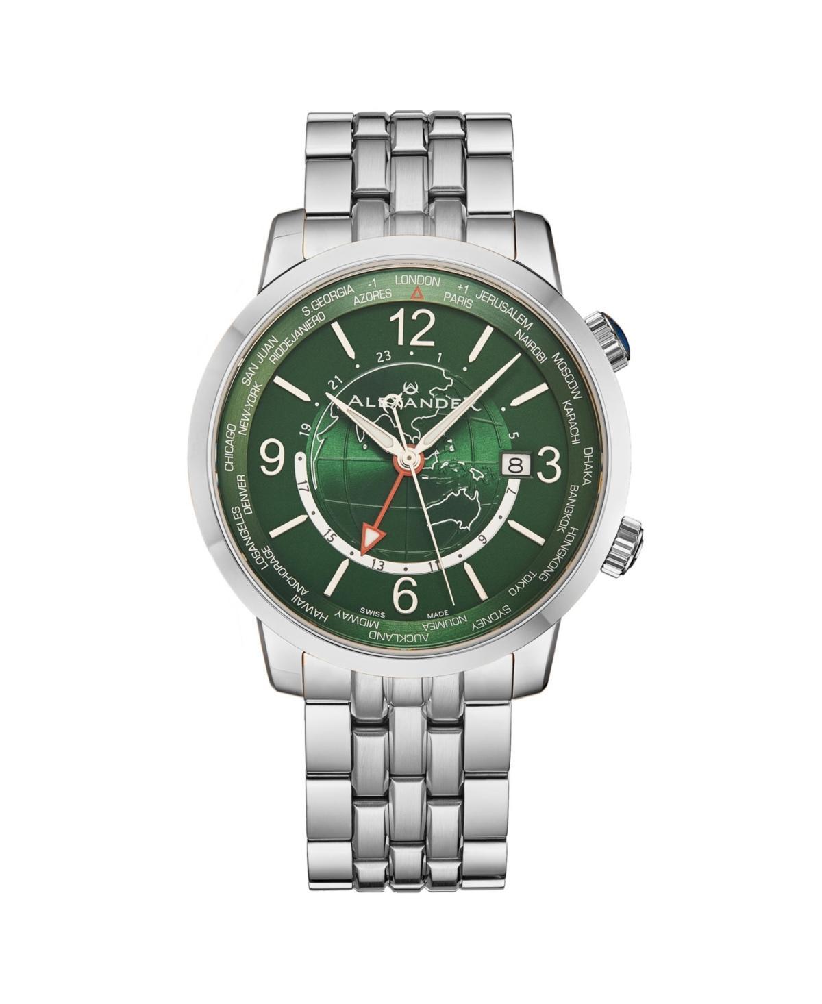 Alexander Mens Journeyman 2 Silver-Tone Stainless Steel , Green Dial , 40mm Round Watch Product Image