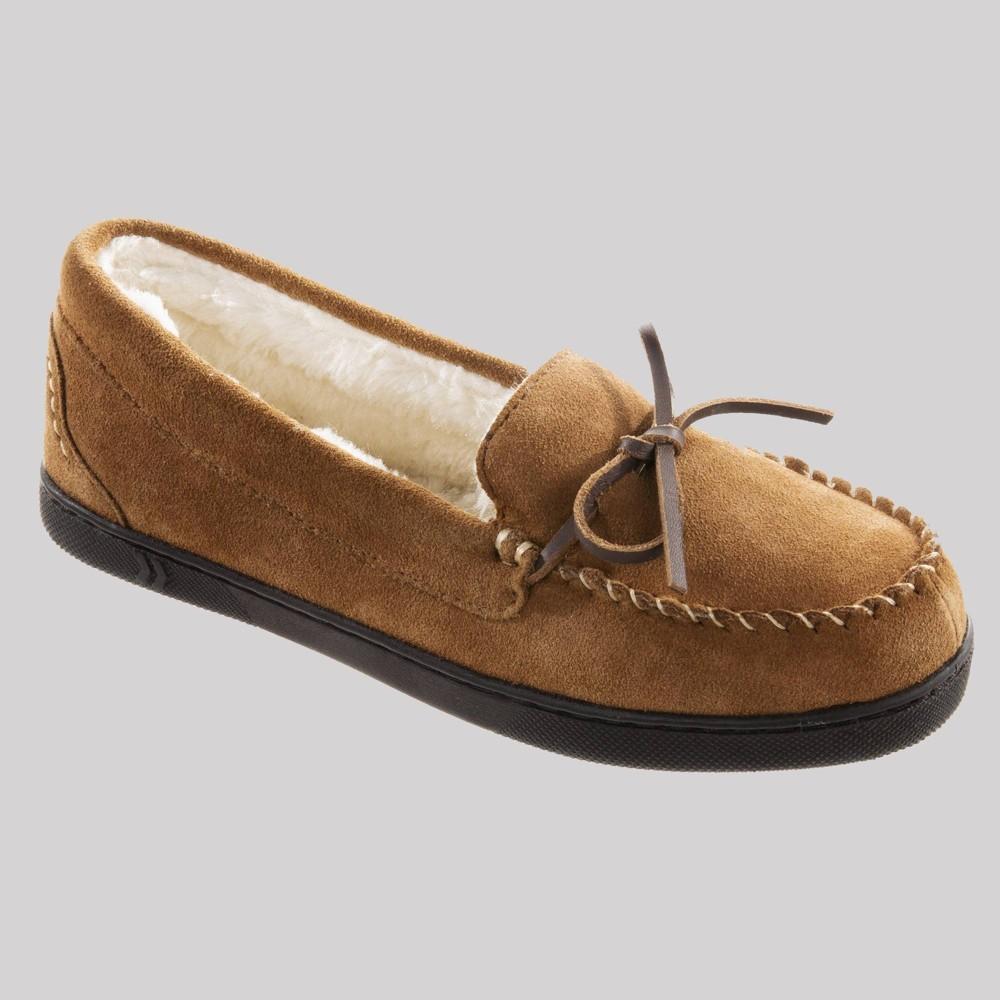 Isotoner Women's Genuine Suede Moccasin Slippers - Tan L Product Image