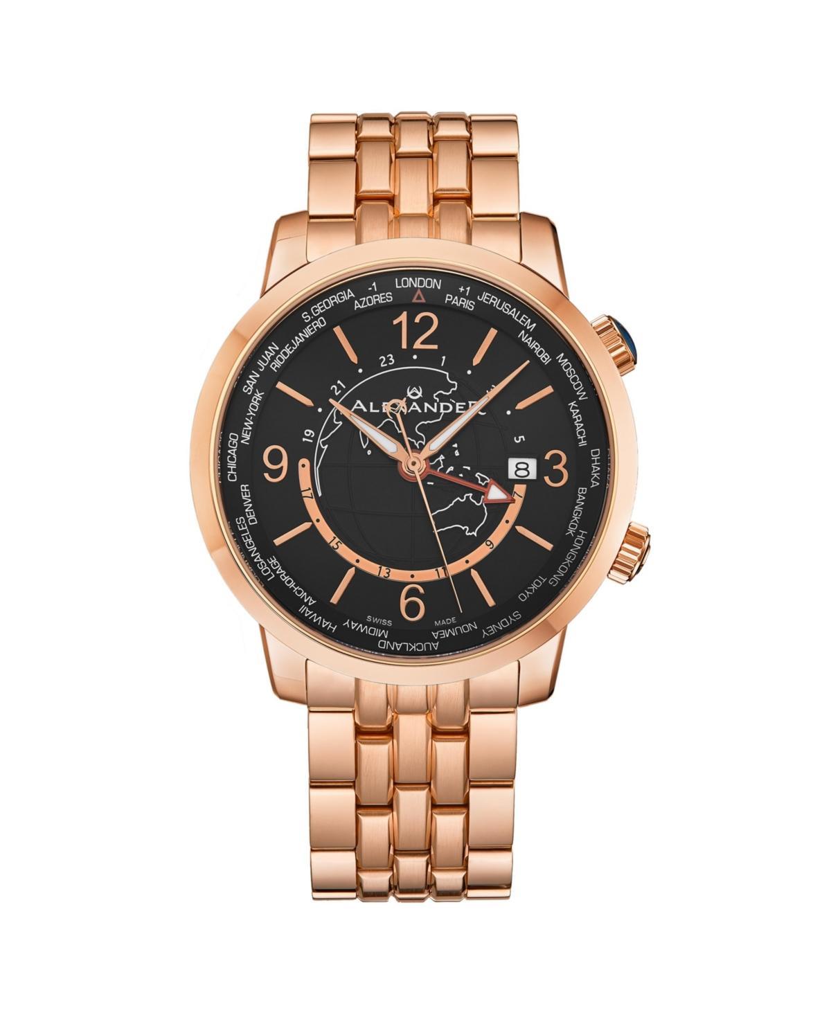 Alexander Mens Journeyman 2 Rose-Gold Stainless Steel , Black Dial , 40mm Round Watch Product Image