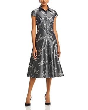 Womens Floral Jacquard Midi-Dress Product Image