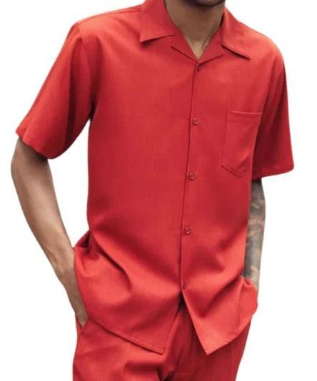 Men's 2 Piece Walking Suit Summer Short Sleeves in Crimson Male Product Image