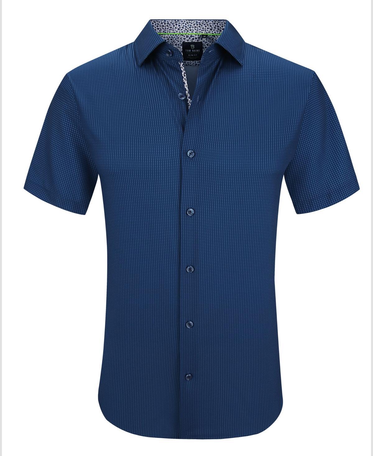 Tom Baine Mens Slim Fit Short Sleeve Performance Stretch Button Down Dress Shirt Product Image