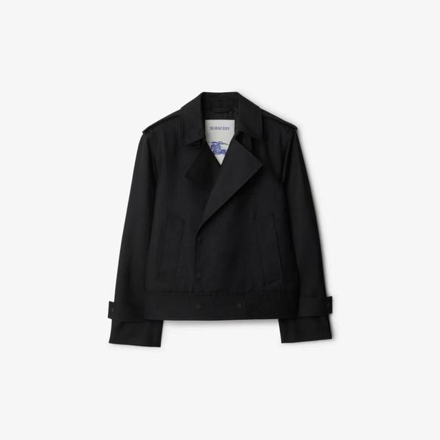 BURBERRY Silk Blend Trench Jacket In Black Product Image