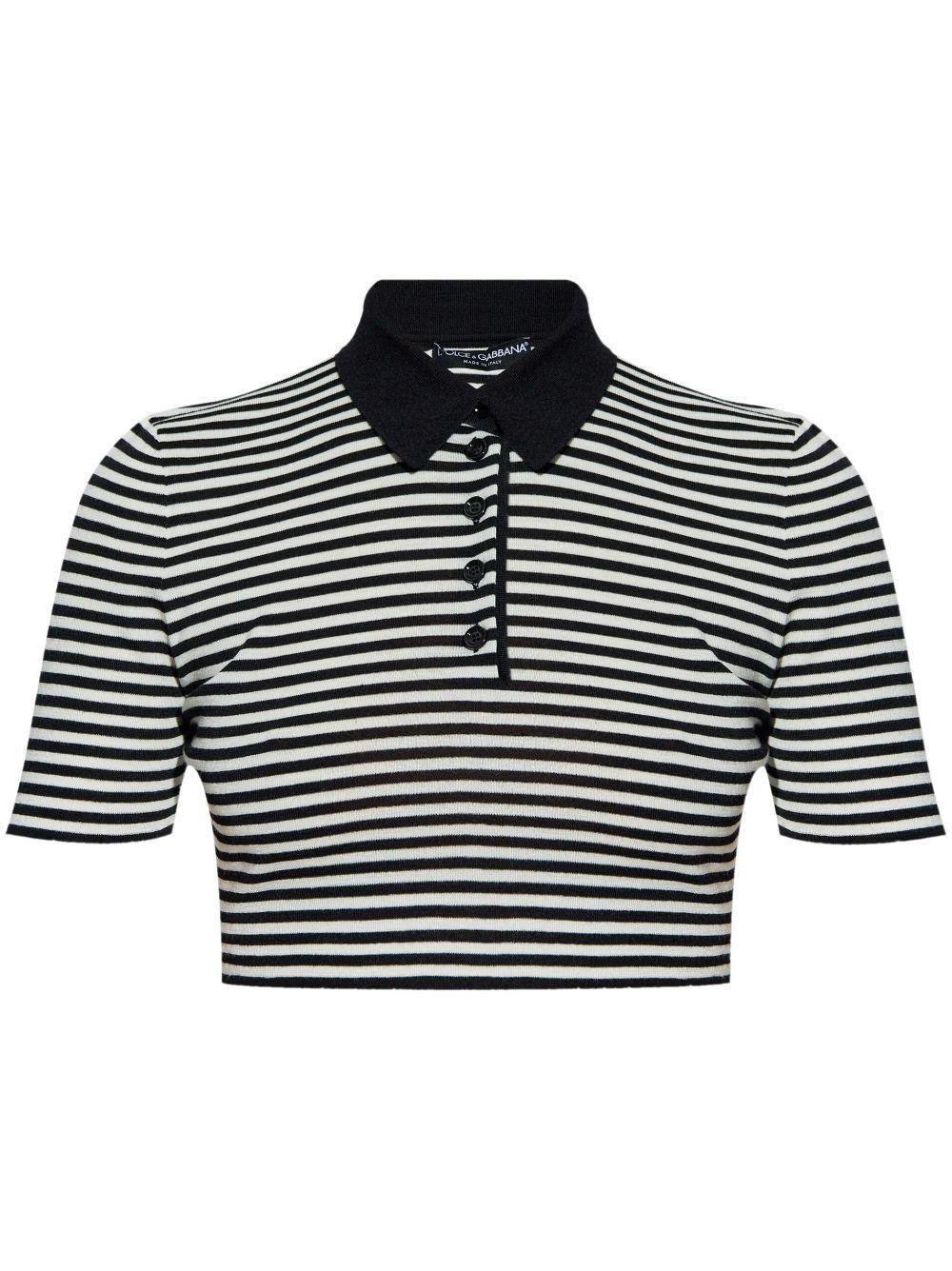 DOLCE & GABBANA Cropped Wool Polo Shirt In White Product Image