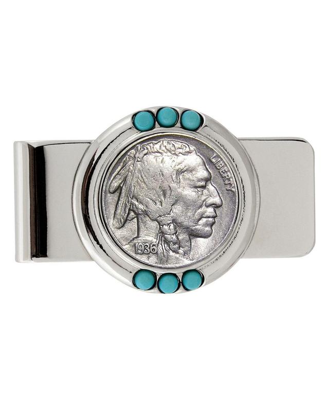 Mens American Coin Treasures Buffalo Nickel Turquoise Coin Money Clip Product Image