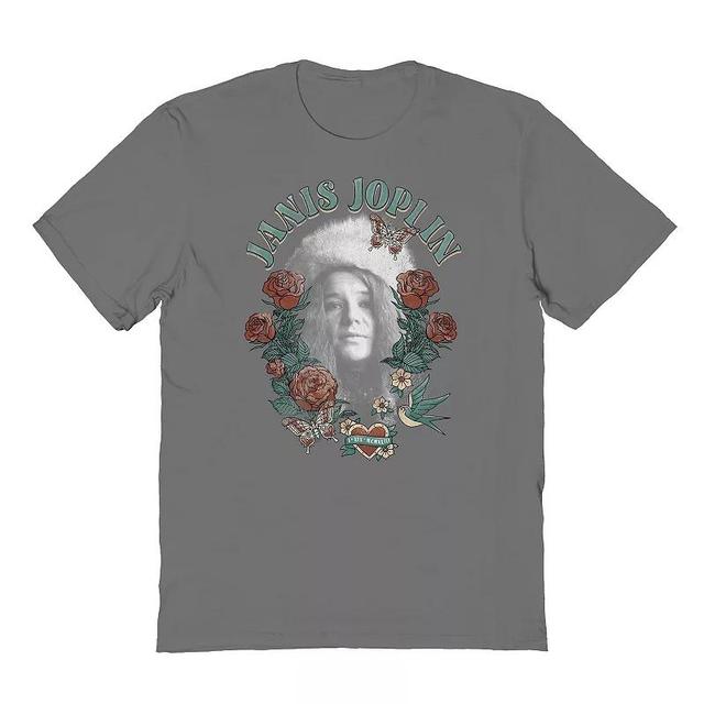 Mens Janis Joplin Rose Graphic Tee Grey Product Image