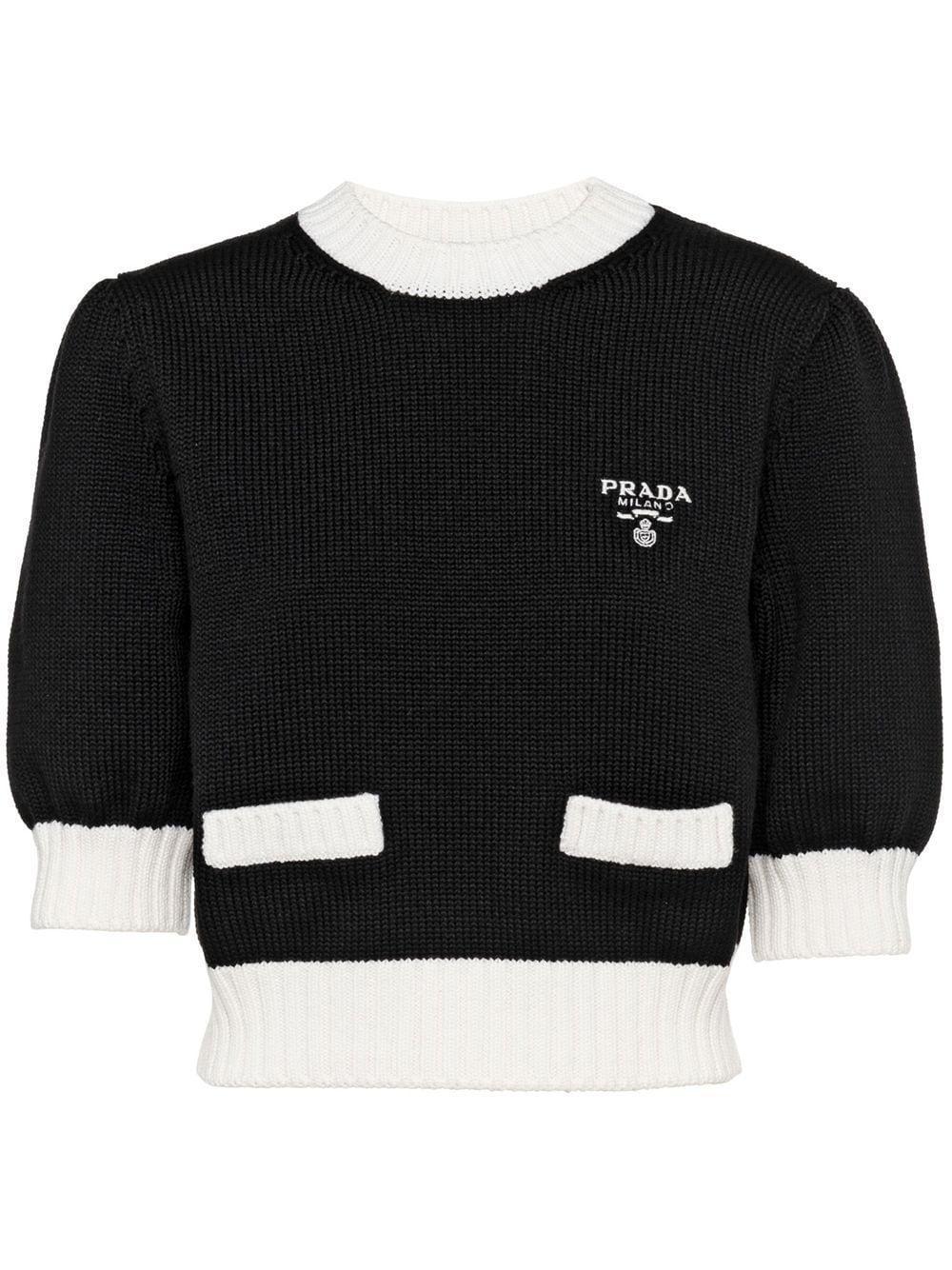 Cotton Crew-neck Sweater In Black Product Image