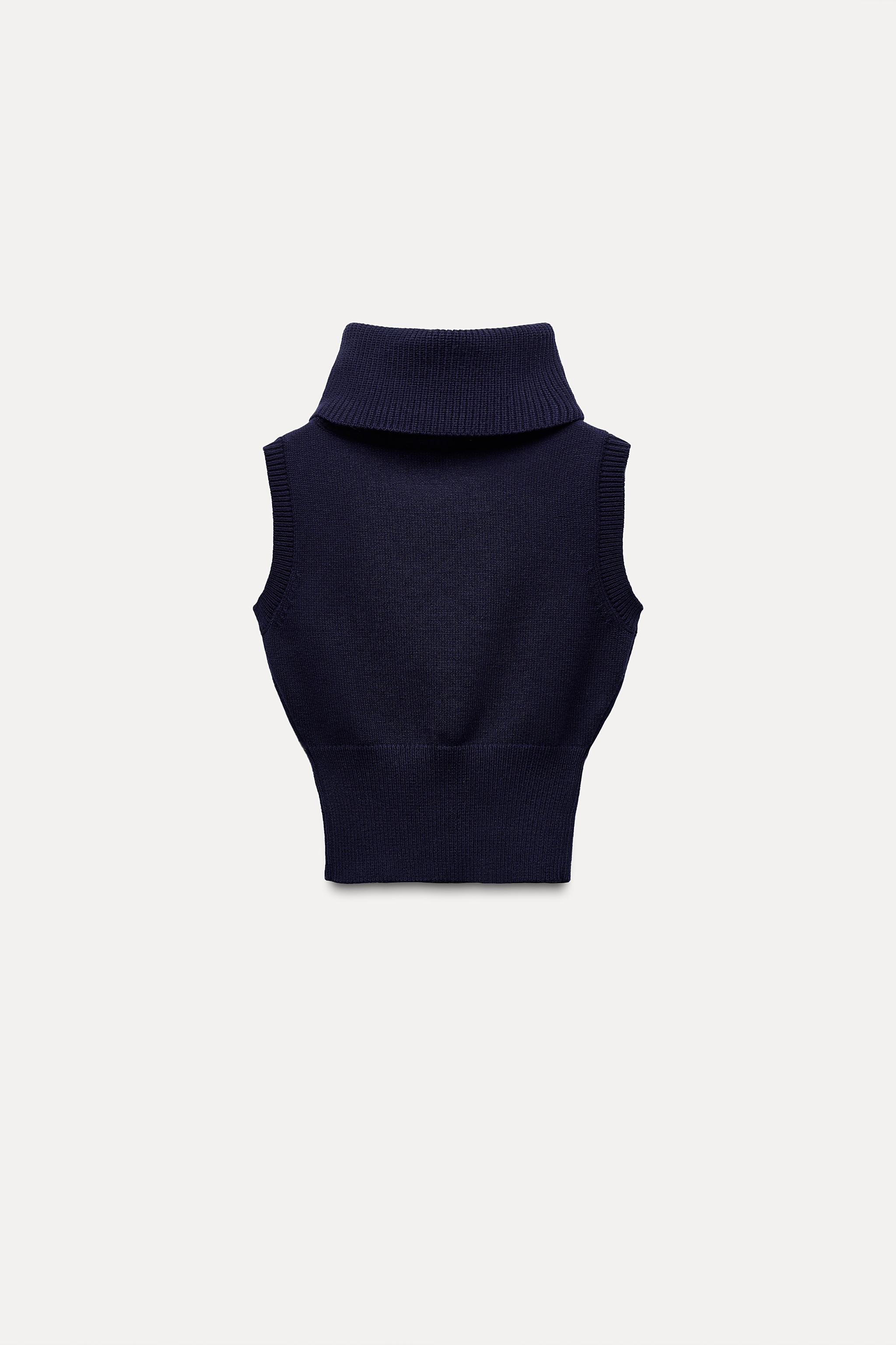 HIGH COLLAR KNIT SWEATER VEST Product Image