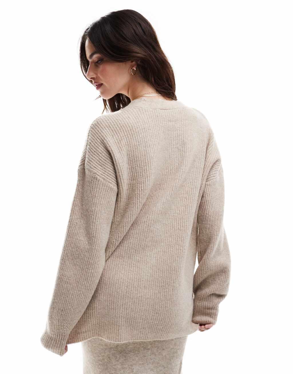 Vila longline cardigan in cream Product Image