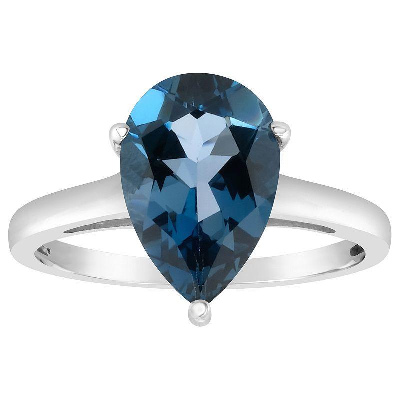 Alyson Layne 14k Gold Pear Cut London Blue Topaz Solitaire Ring, Womens Product Image