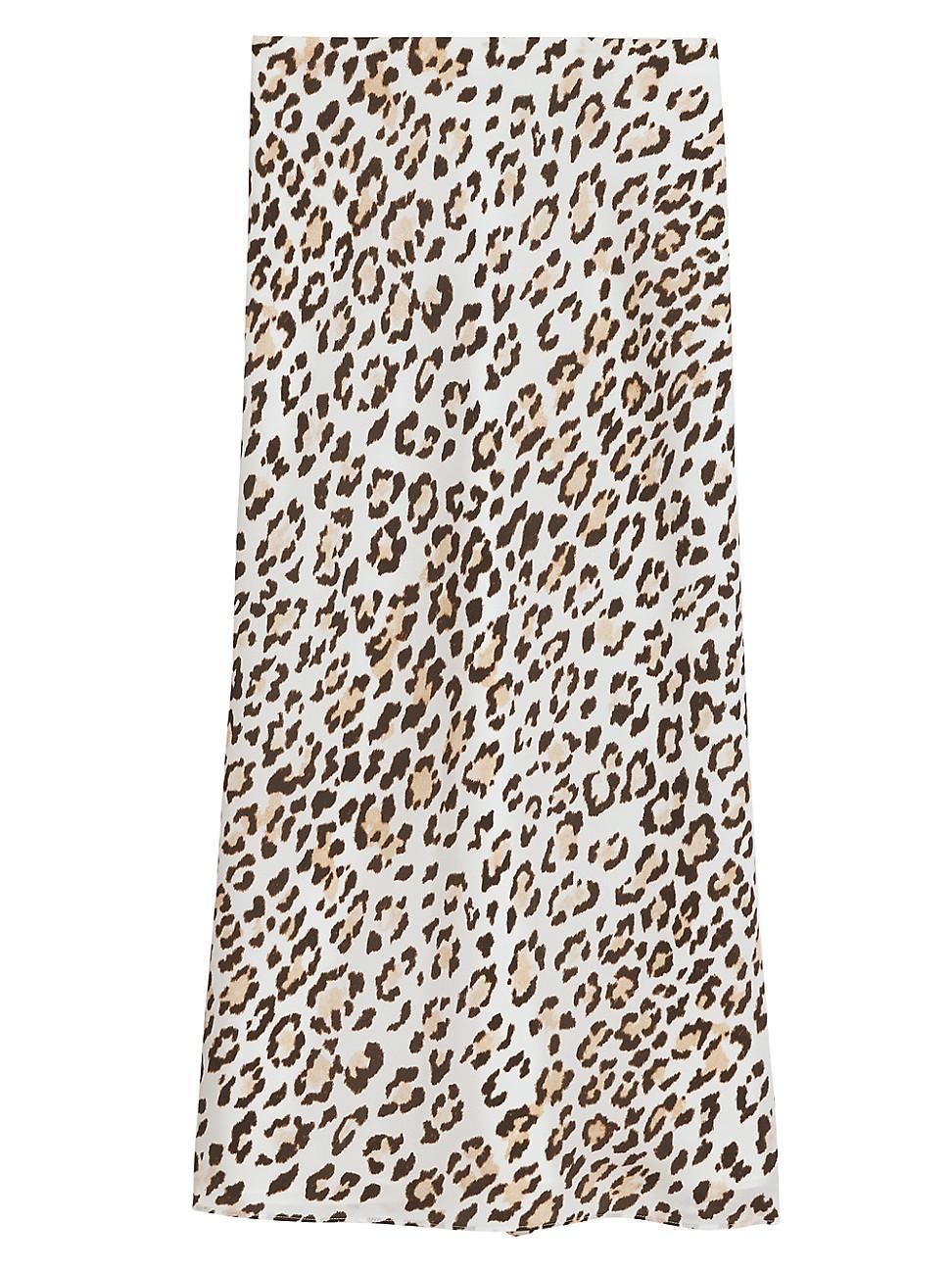 Womens Satin Leopard Slip Skirt product image