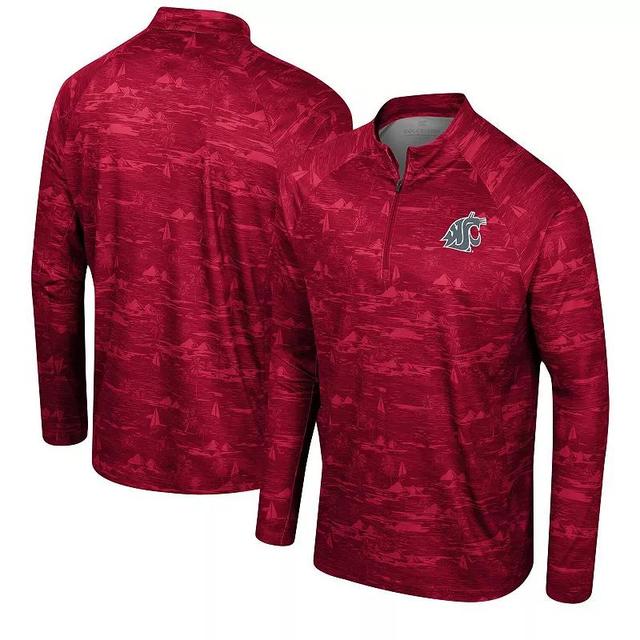 Mens Colosseum Crimson Washington State Cougars Carson Raglan Quarter-Zip Jacket Product Image