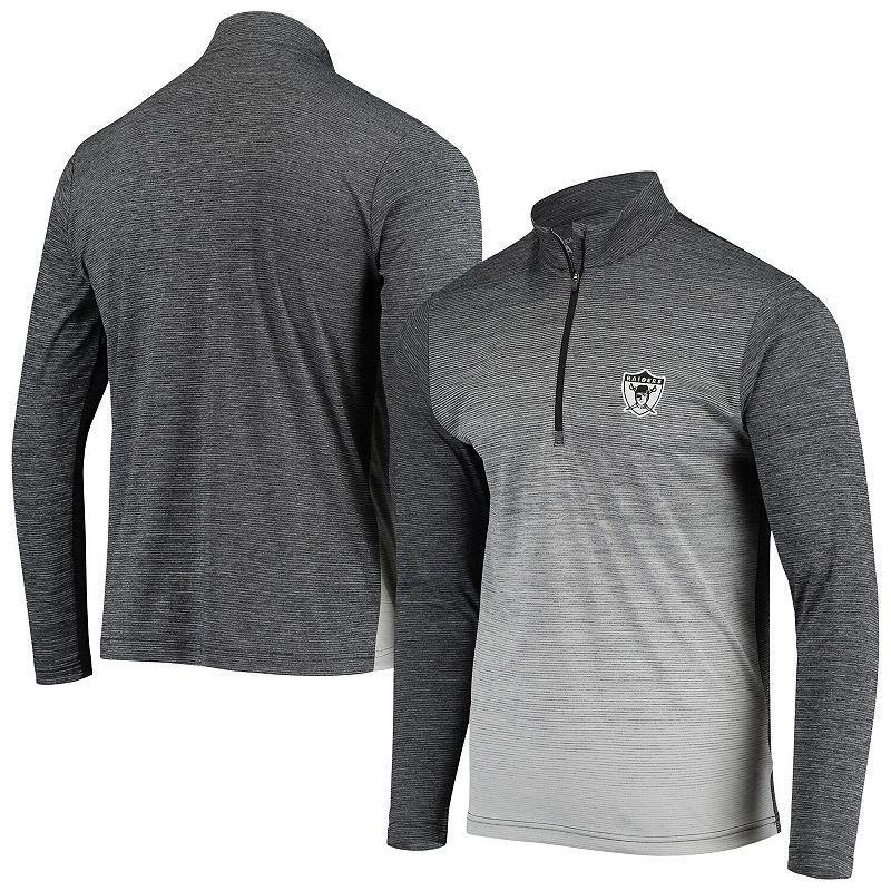 Mens Antigua Black/Heathered Gray Las Vegas Raiders Throwback Cycle Quarter-Zip Jacket Product Image