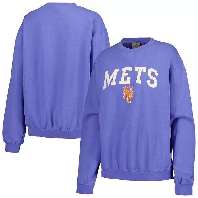 Womens Soft as a Grape Royal New York Mets Pigment Dye Pullover Sweatshirt Product Image