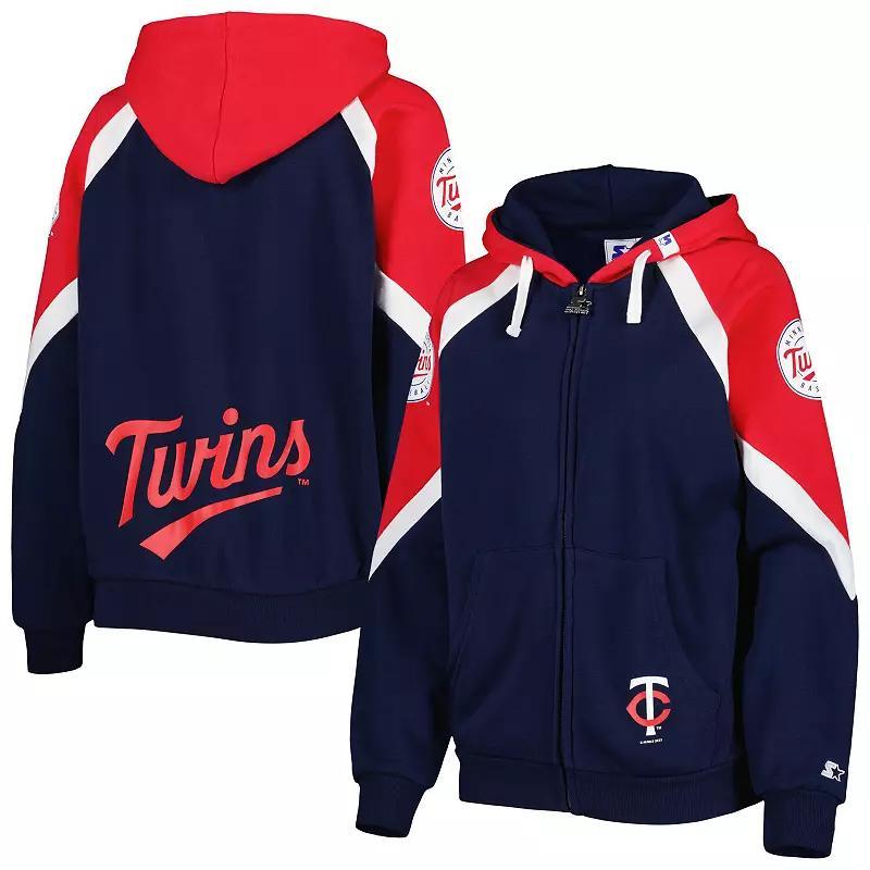 Womens Starter /Red Minnesota Twins Hail Mary Full-Zip Hoodie Blue Product Image