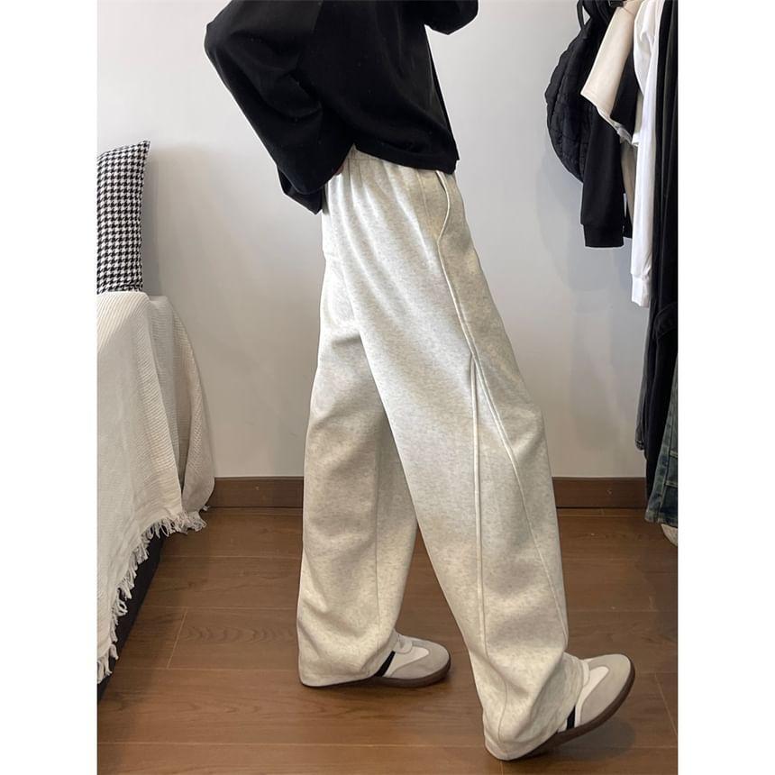 Mid Waist Plain Wide Leg Pants Product Image