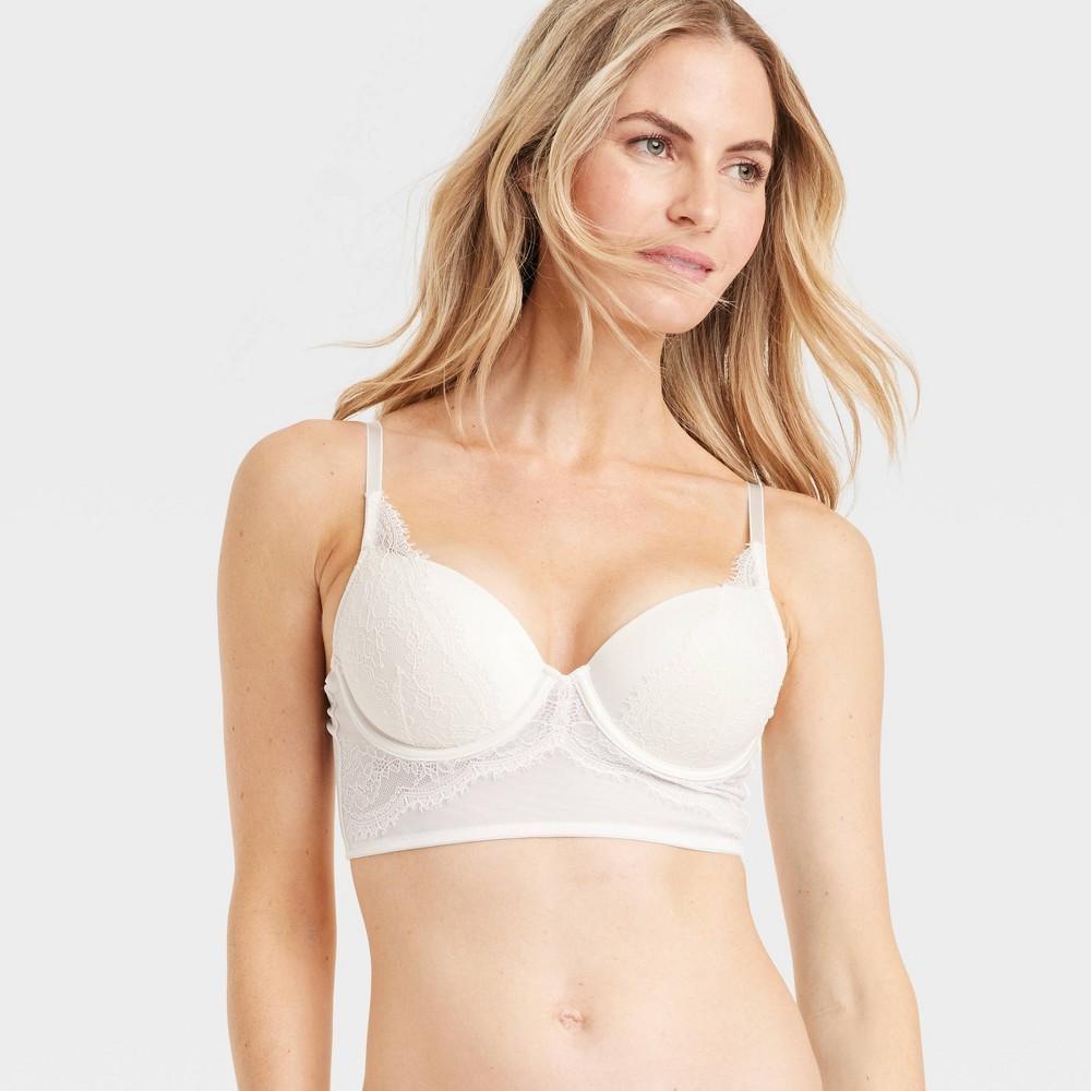 Womens Lace Demi Longline Bra - Auden White 32A Product Image