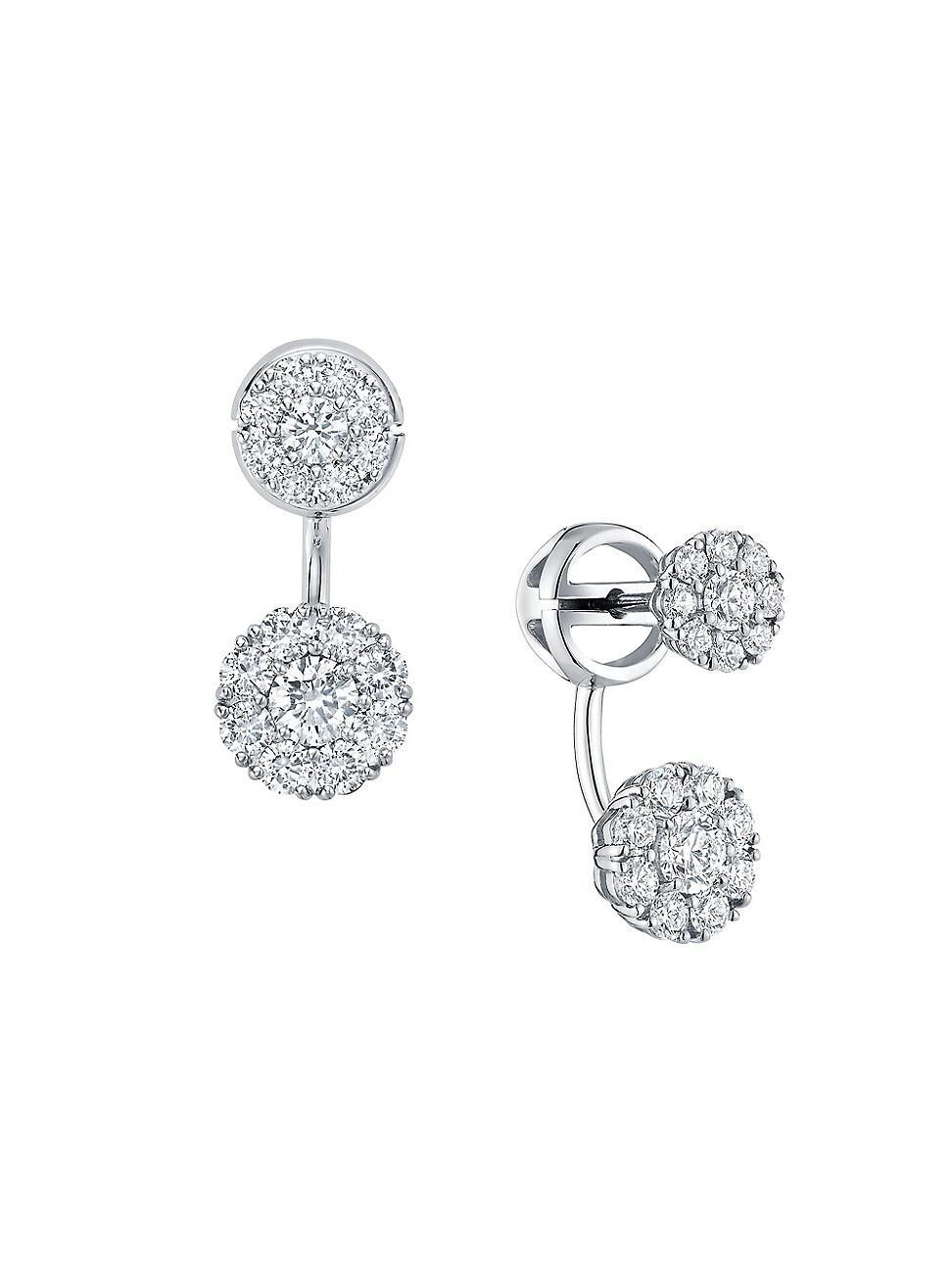 Womens Snowflake 18K White Gold & Diamond Cluster Round Jacket Earrings Product Image