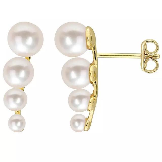 Stella Grace 18k Gold Over Silver Freshwater Cultured Pearl Graduated Stud Earrings, Womens, Gold Tone Product Image