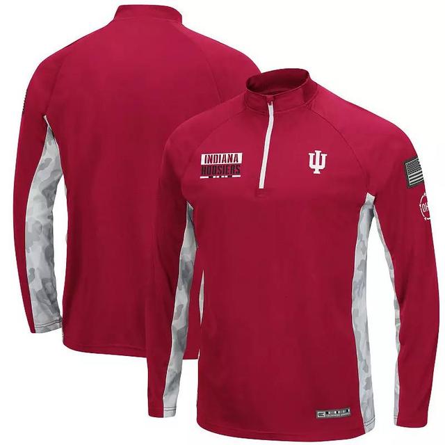 Mens Colosseum Crimson Indiana Hoosiers OHT Military Appreciation Snow Cruise Raglan 1/4-Zip Jacket Product Image