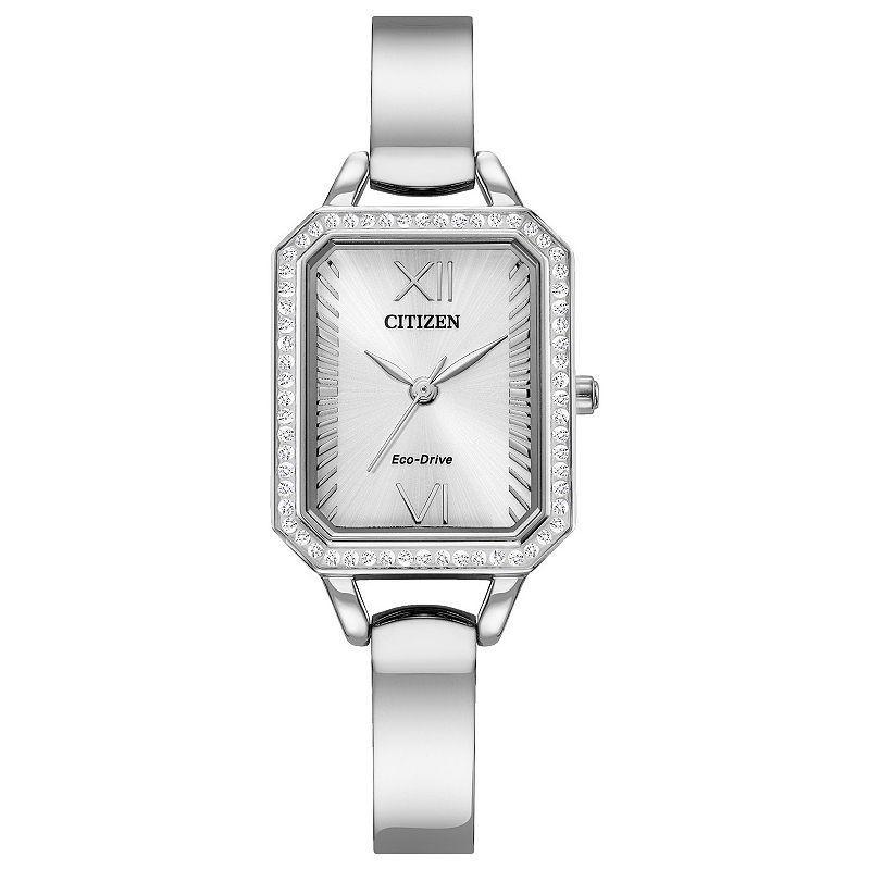 Citizen Eco-Drive Women's Silhouette Crystal Silver Tone Stainless Steel Bangle Watch Product Image