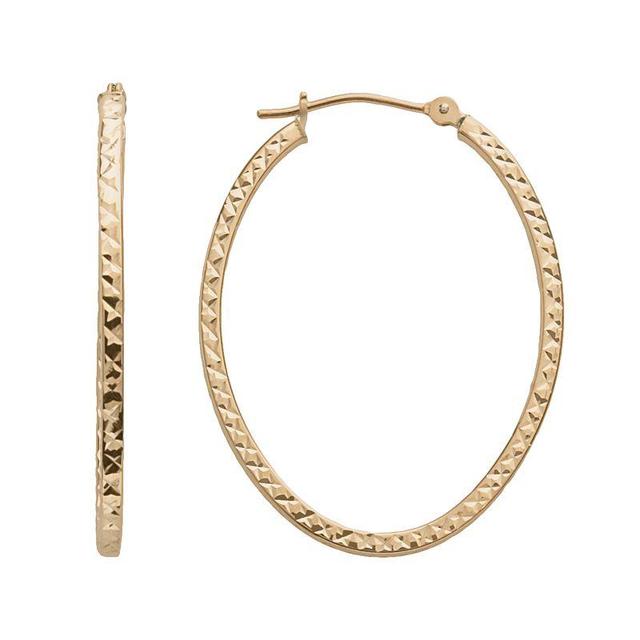 14k Gold Oval Hoop Earrings, Womens Product Image