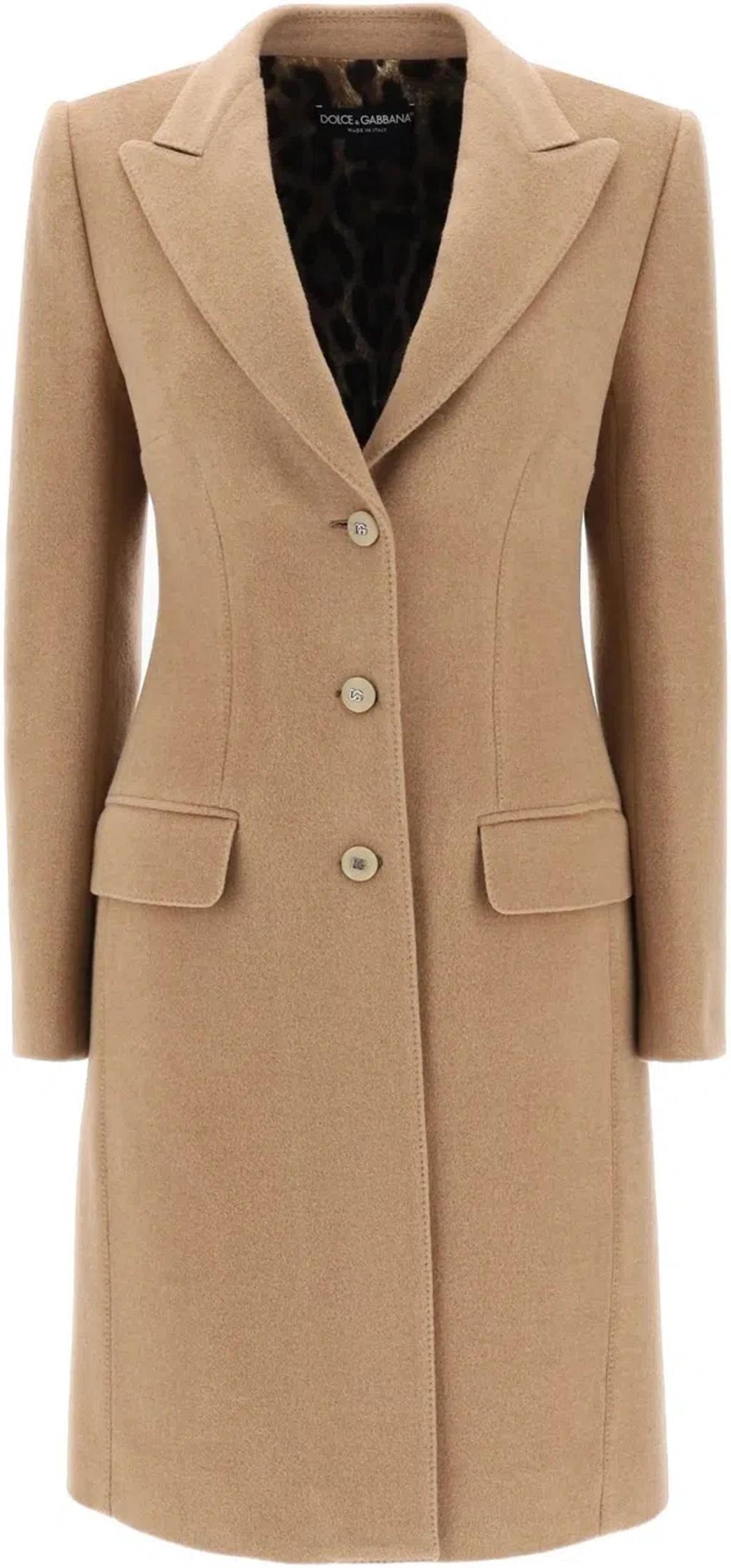 Women's Single-breasted Wool Coat In Camel Product Image