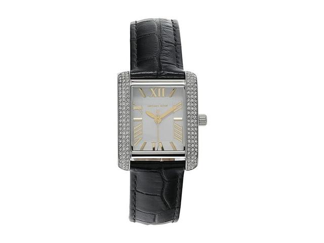 Mini Emery Pavé Silver-Tone and Crocodile Embossed Leather Watch Product Image