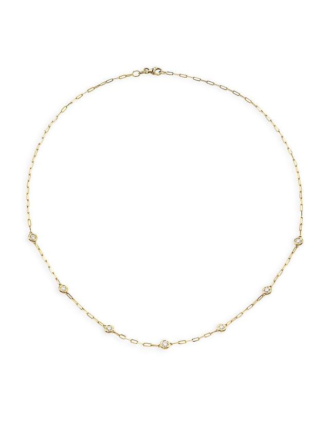 Womens 14K Yellow Gold & 0.75 TCW Natural Diamond Station Necklace Product Image