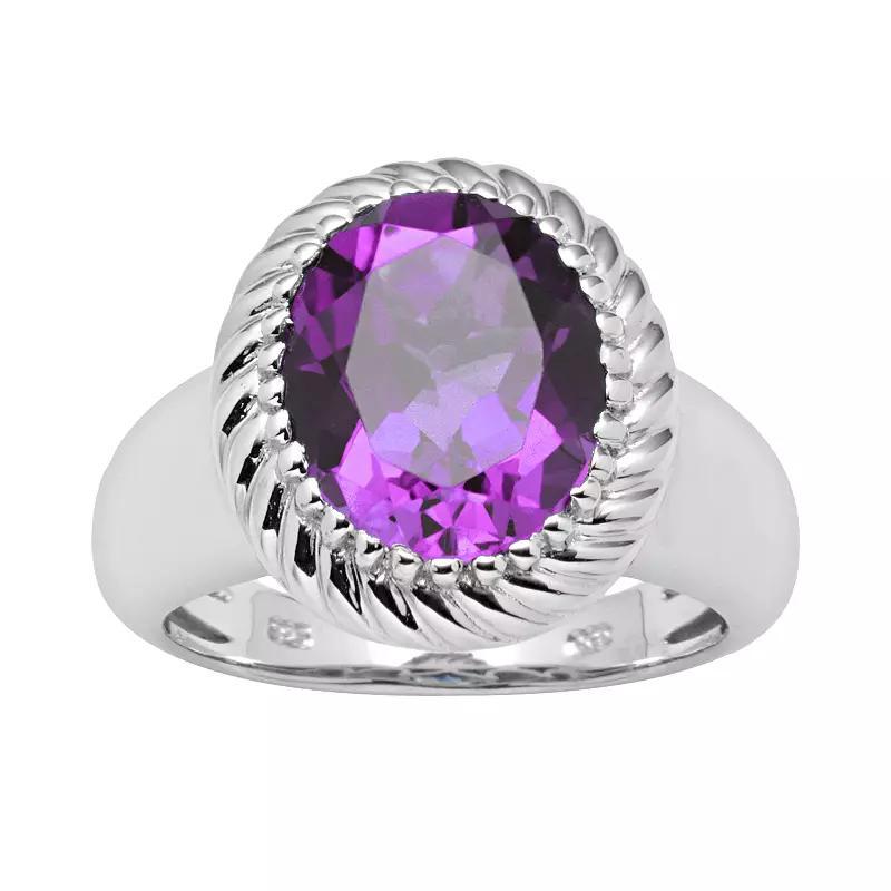 Sterling Silver Amethyst Ring, Womens Purple Product Image