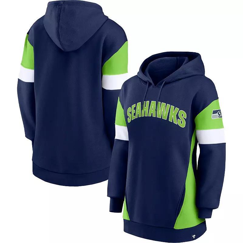 Womens Fanatics Branded College /Neon Green Seattle Seahawks Lock It Down Pullover Hoodie Blue Product Image