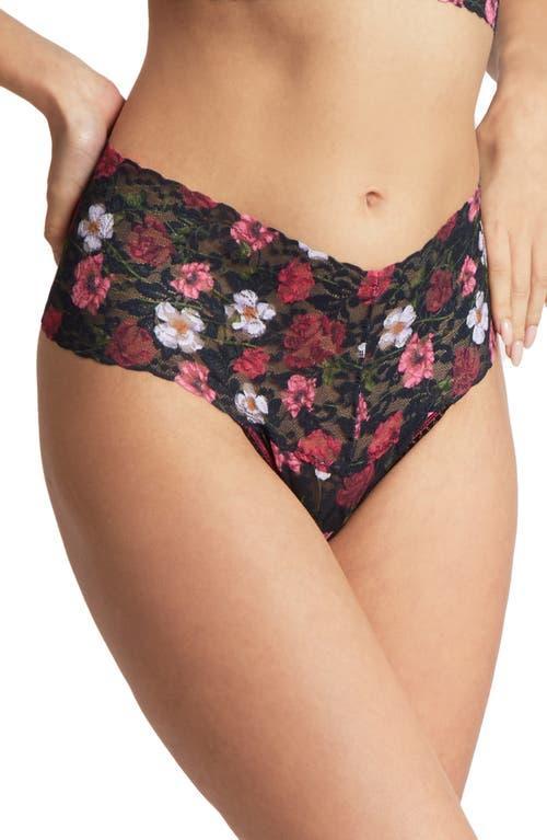 Floral-Print Lace Thong Product Image