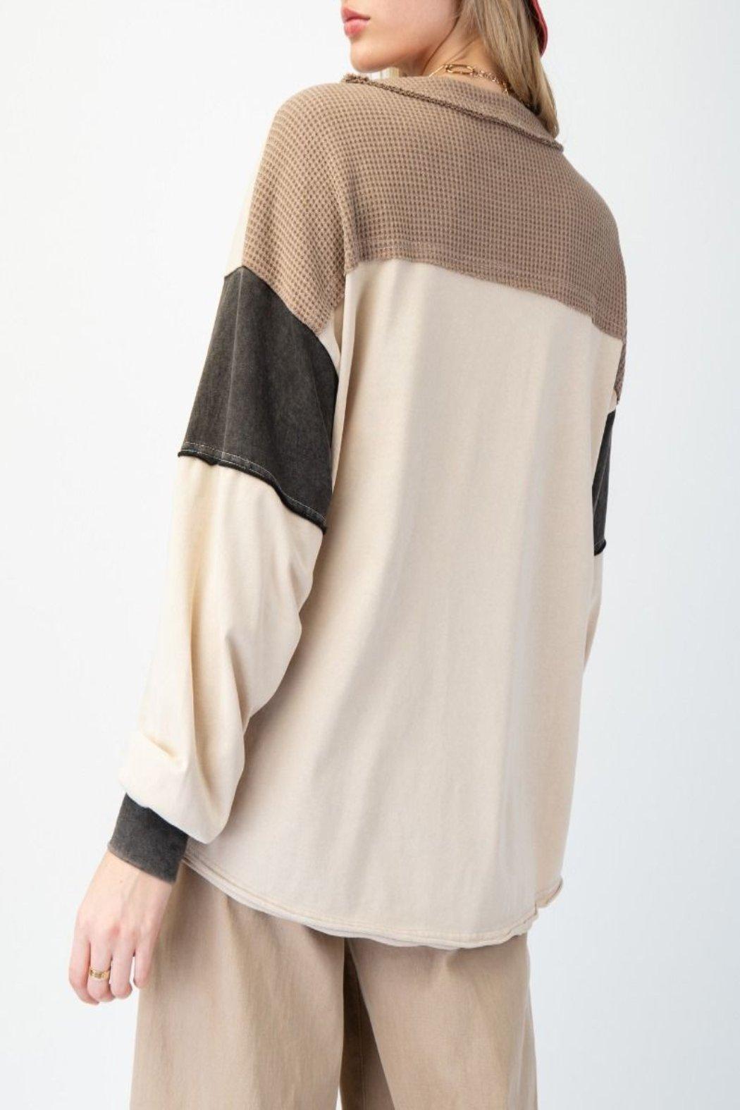 Color Block Henley Top Product Image