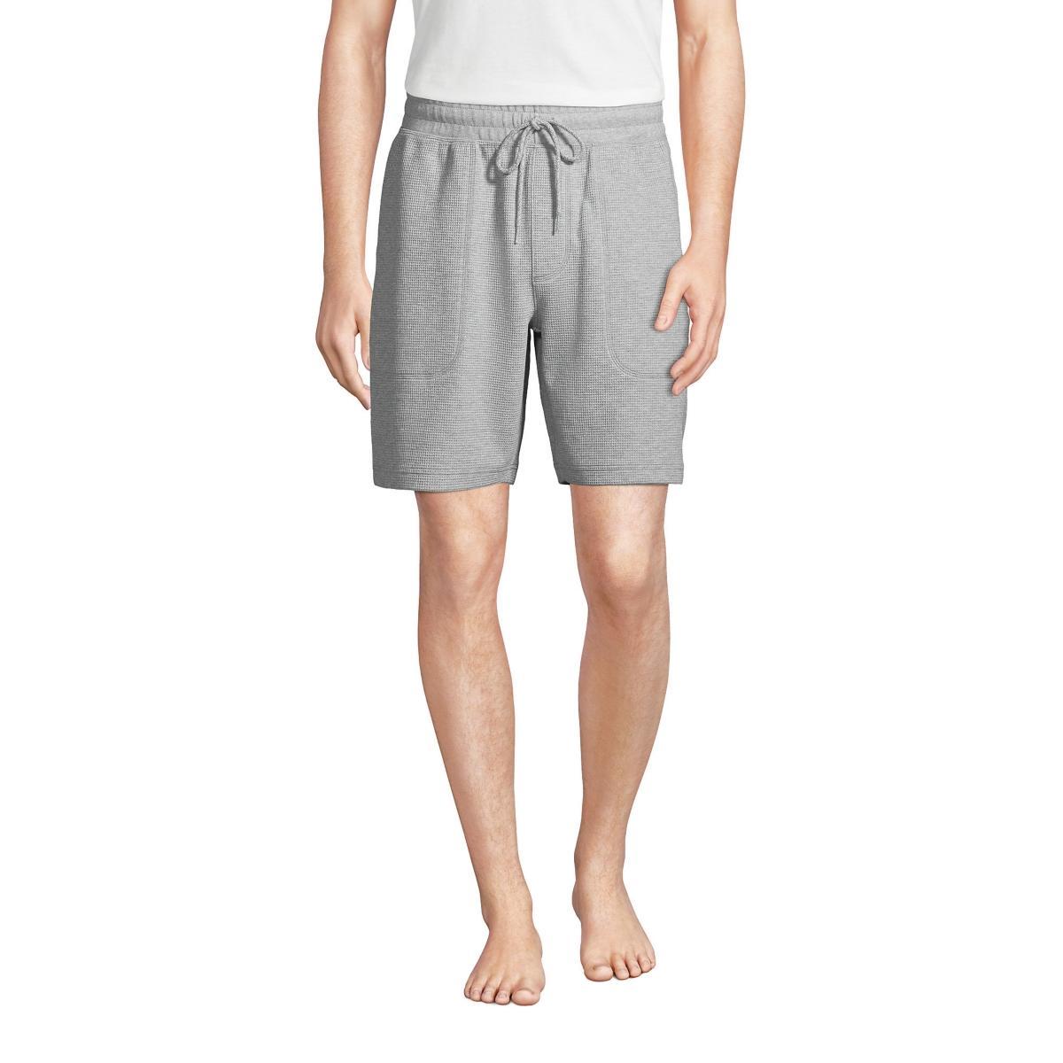 Mens Lands End Waffle Pajama Shorts Pale Grey Blue Product Image