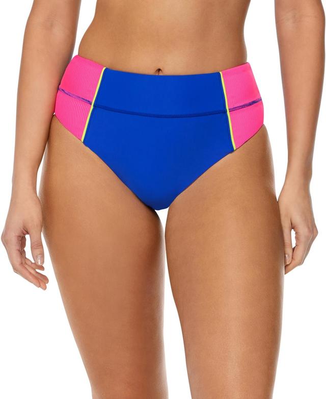 Reebok Womens Colorblock High-Waist Bikini Bottoms - Blue Product Image