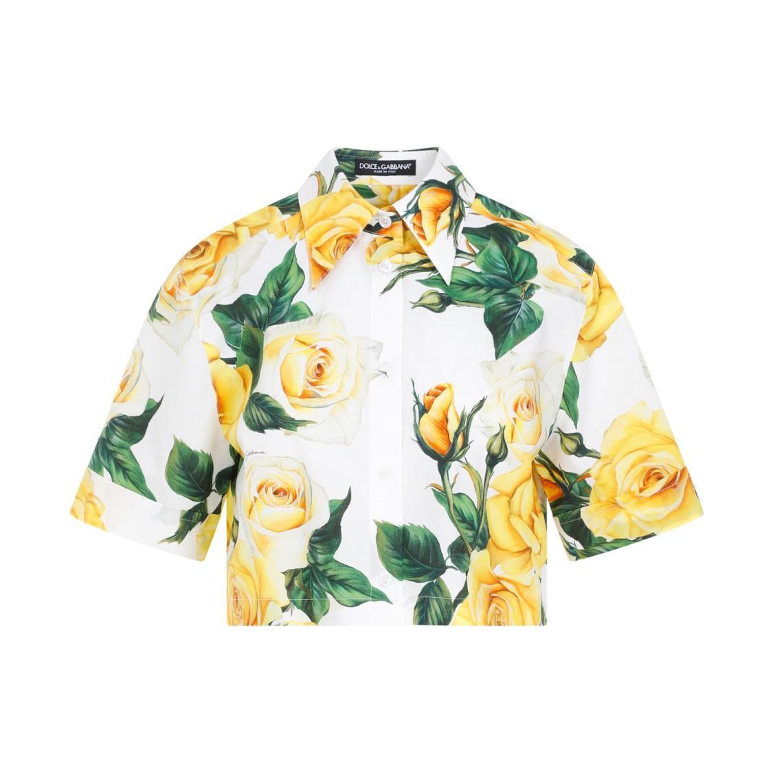 `flowering` Cropped Short Sleeve Shirt In Multicolor Product Image