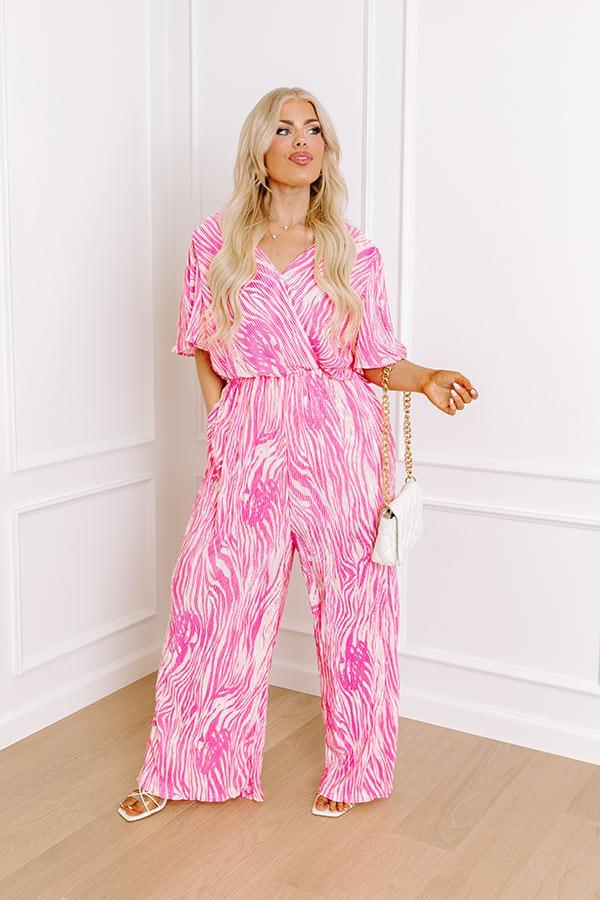 Peak Party Vibes Pleated Jumpsuit In Pink Curves Product Image