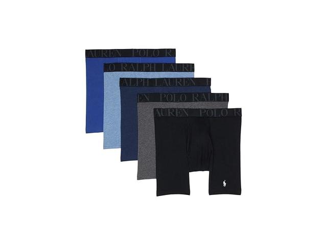 Polo Ralph Lauren 5-Pack Stretch Fit Classic Boxer Briefs (Polo Black/Charcoal Heather/Pale Royal Heather/Blue Saturn/Monro) Men's Underwear Product Image