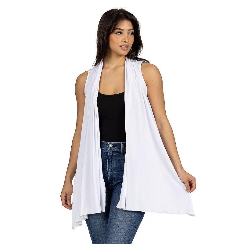 Womens 24Seven Comfort Apparel Draped Open Front Sleeveless Cardigan Vest Product Image